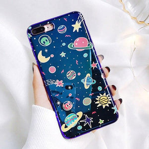 LACK Universe Series Phone Case For iphone X Case For iphone 6 6S 7 8 Plus Fashion Blu-Ray Cover Cute Planet Moon Star Cases