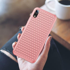 Baseus Luxury Weaving Case For iPhone Xs Xs Max XR 2018 Elegant Grid Pattern Soft Silicone Phone Case For iPhone Xs XR Cover