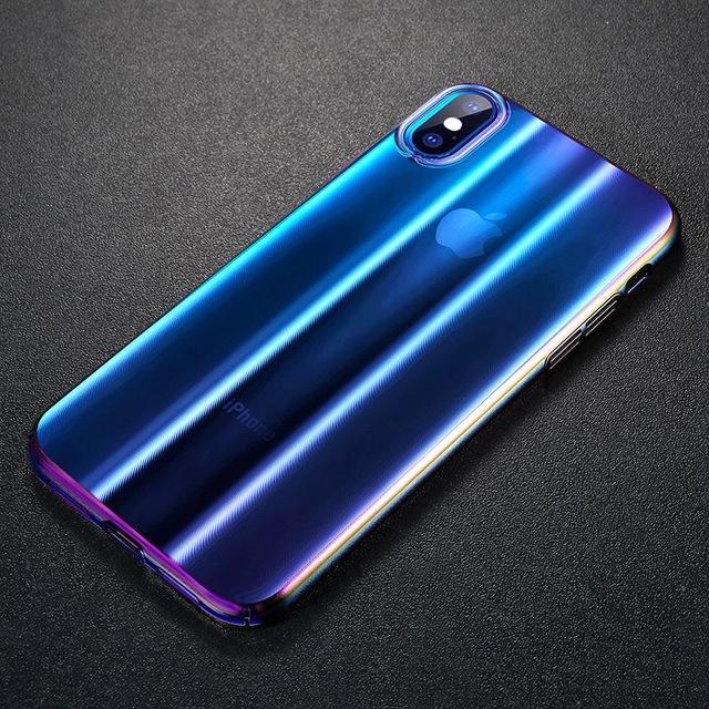 Baseus Luxury Aurora Case For iPhone Xs Xs Max XR 2018 Fashion Gradient Hard Plastic Case For iPhone Xs Back Phone Cover