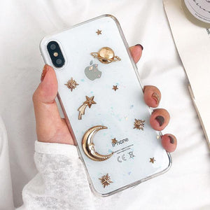 LACK Glitter Bling Universe Series Phone Case For iphone XS Max Case For iphone X XR 8 7 6S 6 Plus Cover Moon Star Planet Cases