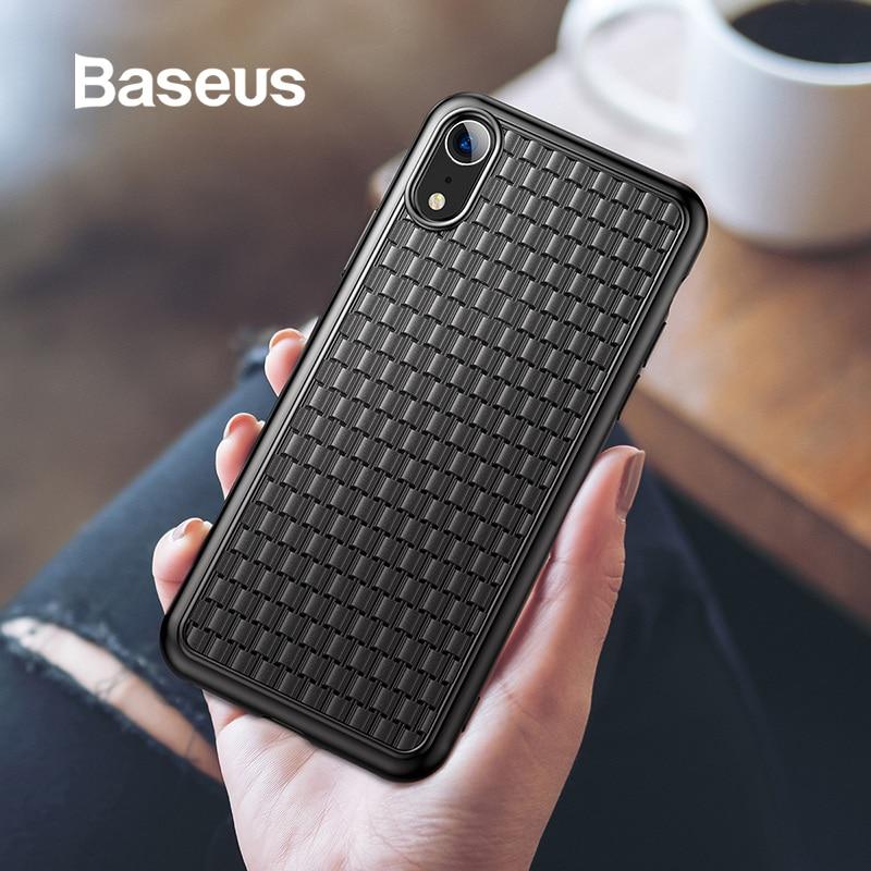 Baseus Luxury Weaving Case For iPhone Xs Xs Max XR 2018 Elegant Grid Pattern Soft Silicone Phone Case For iPhone Xs XR Cover