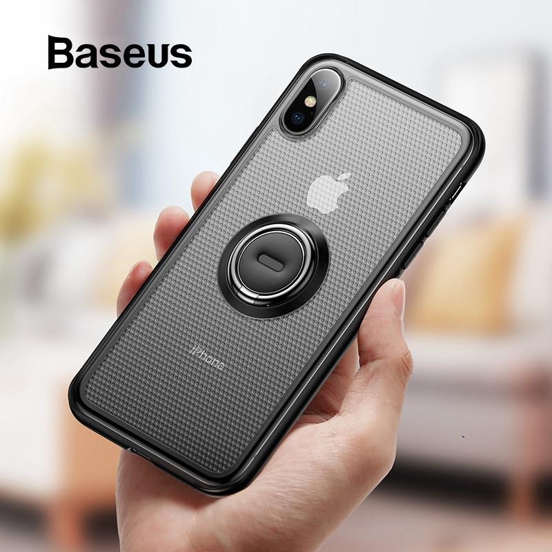 Baseus Creative Phone Case For iPhone Xs with Ring Holder Stand Matte Case For iPhone Xs Max Xs XR 2018 for Magnetic Car Holder