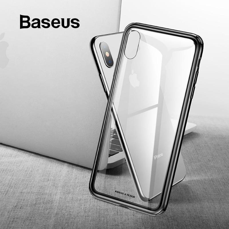 Baseus Luxury Original Tempered Glass Case For iPhone Xs Xs Max XR 2018 Phone Cover Anti Knock Back Phone Cases For iPhone Xs