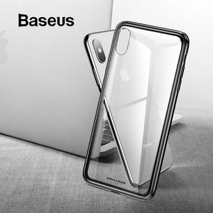 Baseus Luxury Original Tempered Glass Case For iPhone Xs Xs Max XR 2018 Phone Cover Anti Knock Back Phone Cases For iPhone Xs