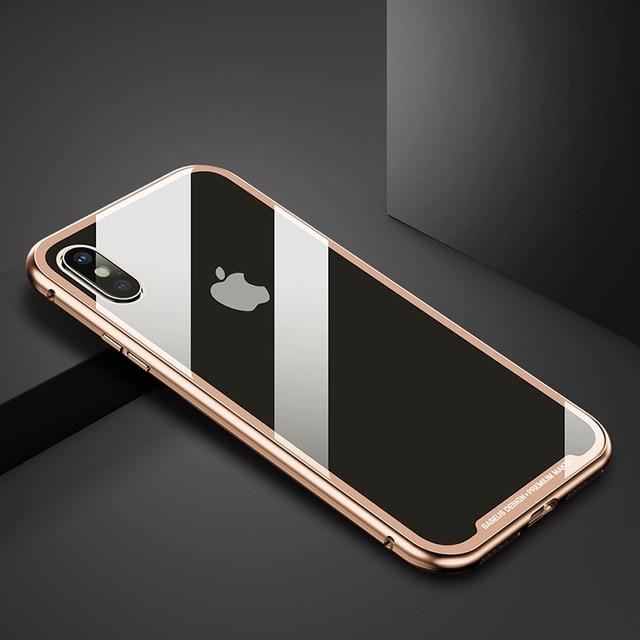 Baseus Magnetic Adsorption Flip Case For iPhone XR Xs Max Xs Metal Fram Tempered Glass Case For iPhone Xs 2018 Phone Coque Cover